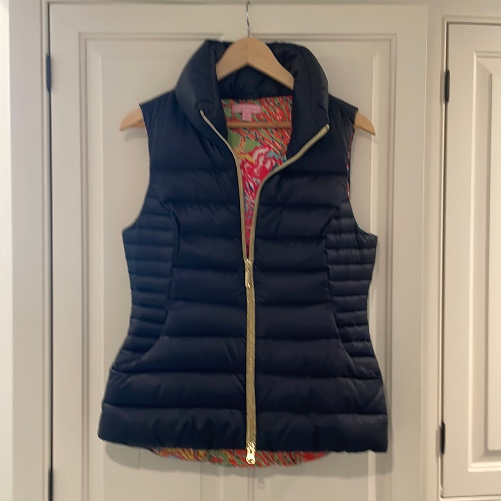 Lilly Pulitzer puffy vest navy blue size M